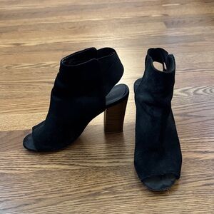Sole Society Black Open-Toe Block Heel Booties